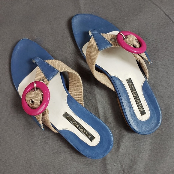 Blue Vero Cuoio Slip On Sandals - Picture 2 of 3